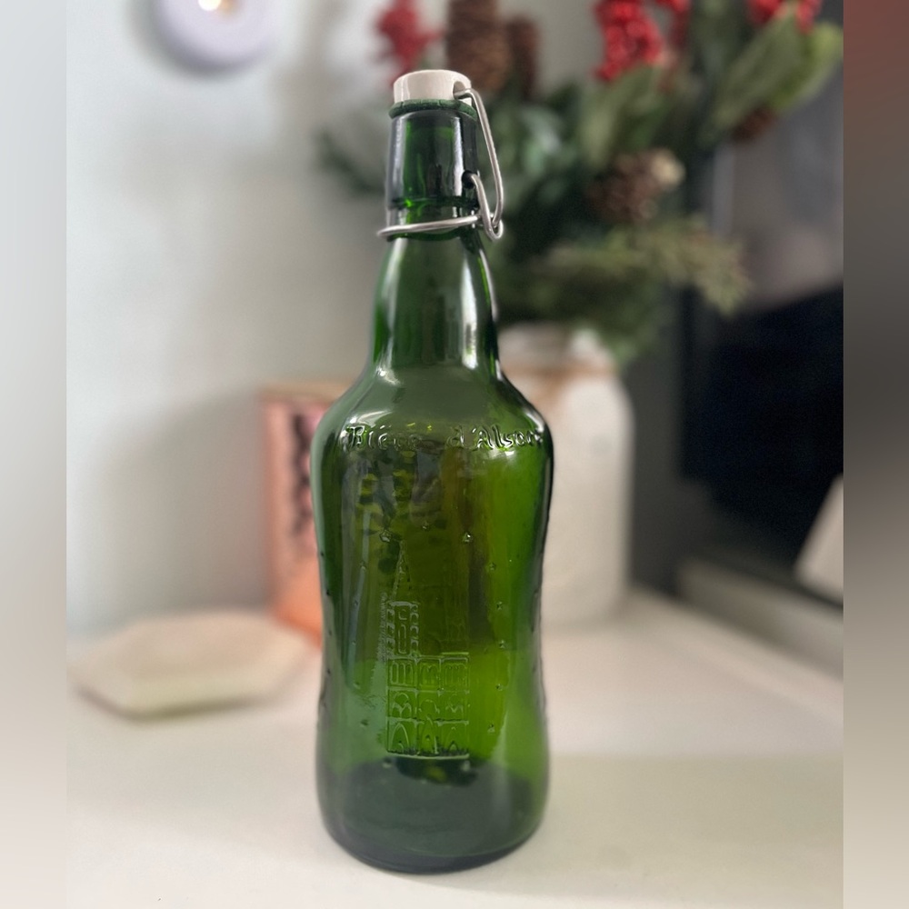 French Biére d'Alsace Vintage 1950s Green Glass Beer Bottle (Empty)